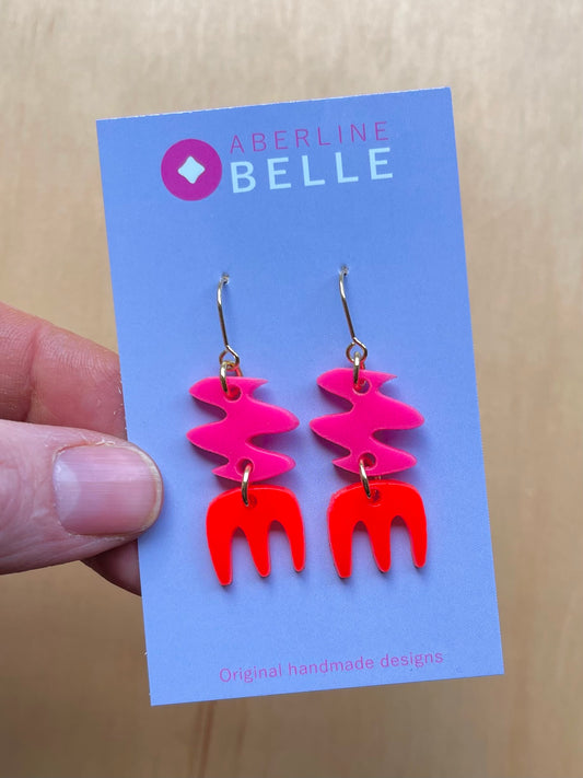 Zara // Acrylics // 002 // Hot Pink, Neon Red & Translucent Neon Pin