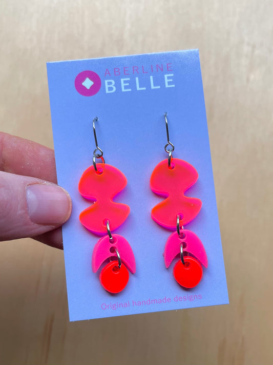 Zelda // Acrylics // 001 // Hot Pink, Neon Red & Translucent Neon Pink