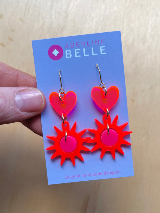 Zeke // Acrylics // 002 // Hot Pink, Neon Red & Translucent Neon Pin