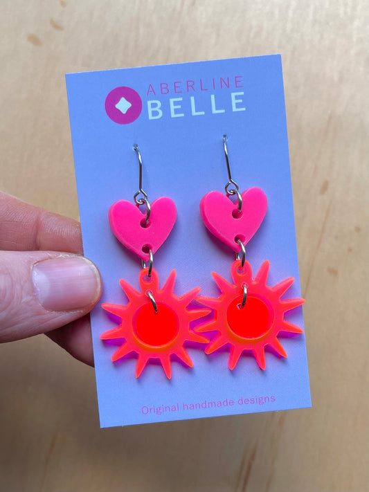 Zeke // Acrylics // 001 // Hot Pink, Neon Red & Translucent Neon Pin