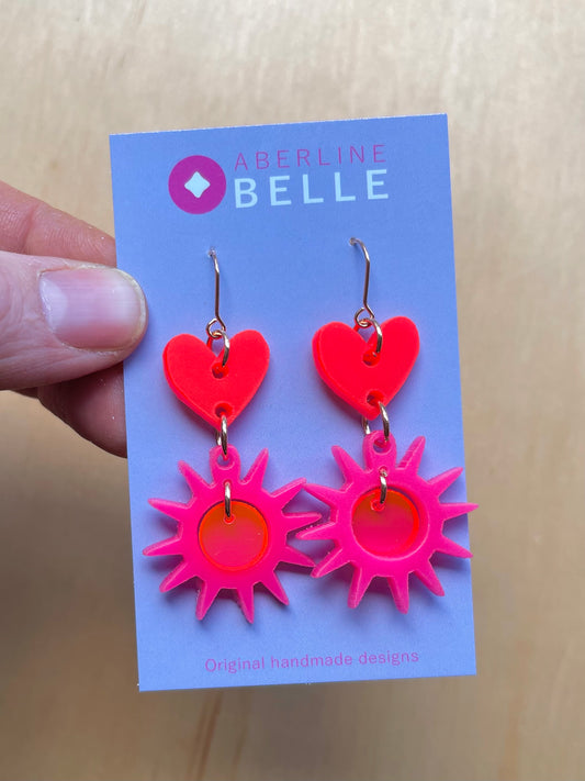 Zeke // Acrylics // 003 // Hot Pink, Neon Red & Translucent Neon Pin