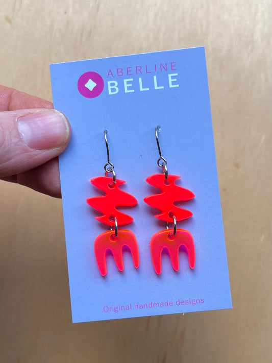 Zara // Acrylics // 003 // Hot Pink, Neon Red & Translucent Neon Pin