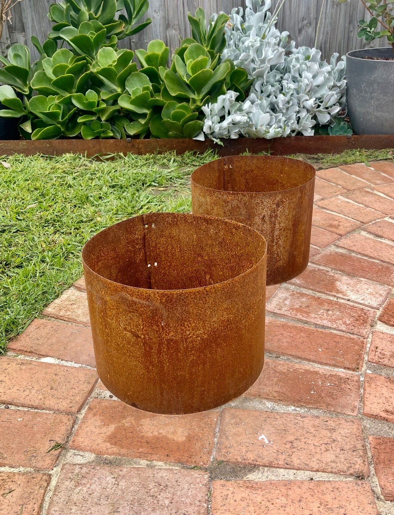 Rust Steel Open-Bottom Garden Pots