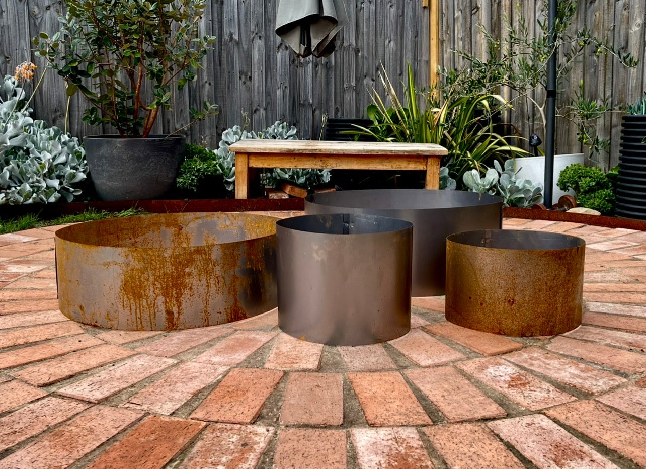 Rust Steel Open-Bottom Garden Pots