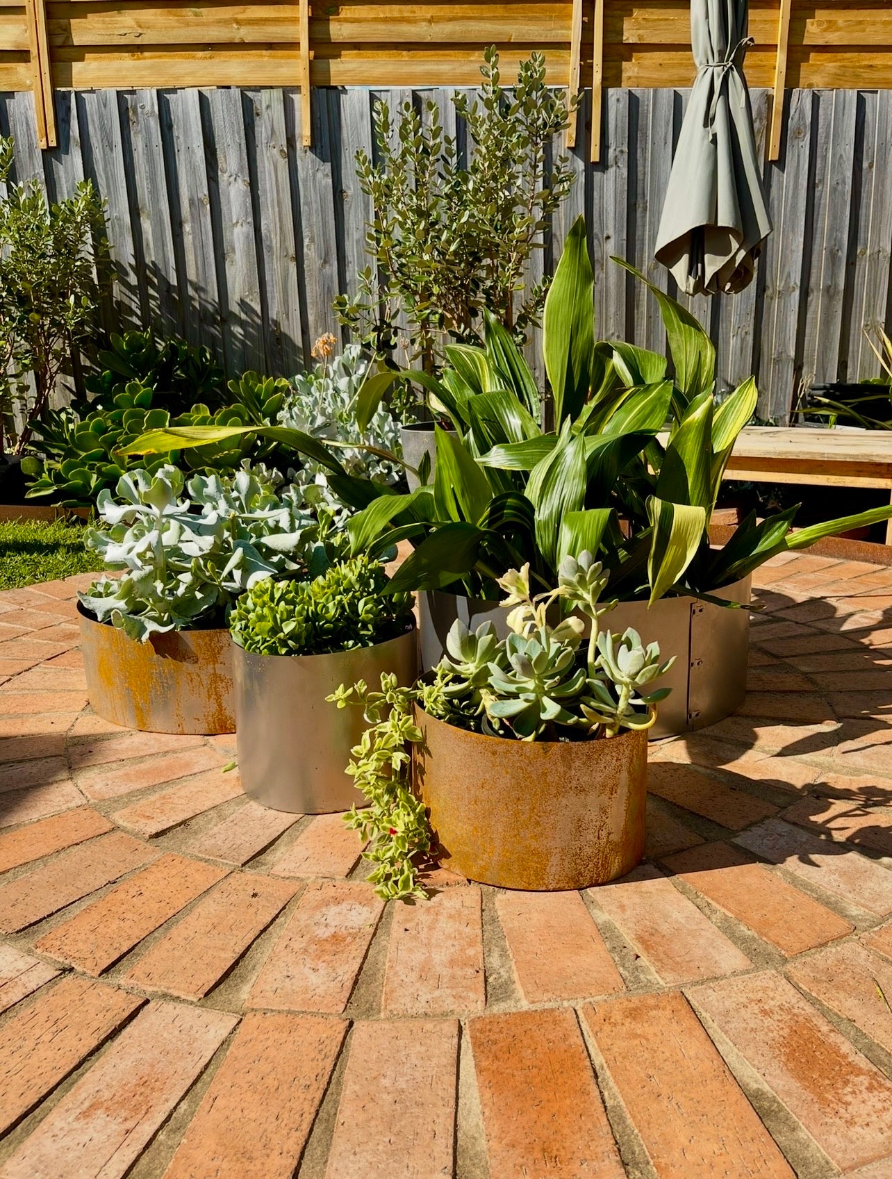 Rust Steel Open-Bottom Garden Pots