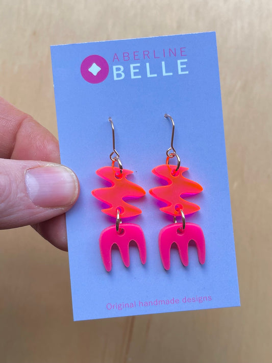 Zara // Acrylics // 001 // Hot Pink, Neon Red & Translucent Neon Pin